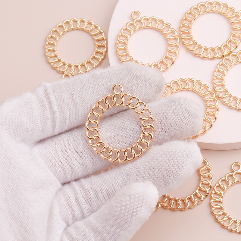 10 bucăți 32x27mm Cercuri răsucite geometrice de culoare aurie Brelocuri rotunde pentru brățări Coliere Pandantive Diy Bijuterii Constatări