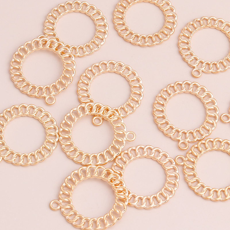 10 bucăți 32x27mm Cercuri răsucite geometrice de culoare aurie Brelocuri rotunde pentru brățări Coliere Pandantive Diy Bijuterii Constatări