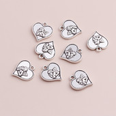 10 bucăți 19x19mm Brelocuri cu inimi de înger retro, argint antic, cu dragoste, înger, cupidon, pandantive, pentru colier, accesorii pentru bijuterii