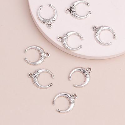 20vnt 19x15mm antikvariniai sidabro spalvos mėnulio pakabukai, skirti pasidaryk pats papuošalams gaminti, dramblio kaulo pakabukai, karoliai, apyrankės, priedai