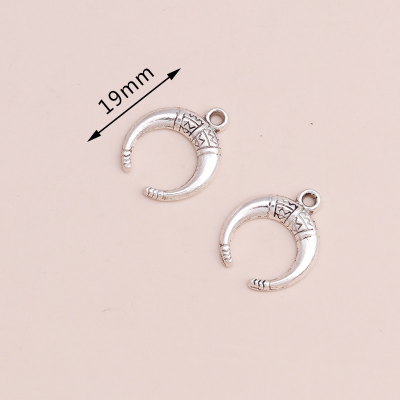 20 de bucăți 19x15mm de culoare argintie antică brelocuri pentru lună pentru fabricarea de bijuterii DIY, pandantive din fildeș, accesorii pentru fabricarea de brățări de colier