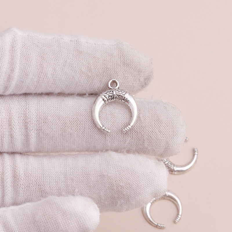 20 de bucăți 19x15mm de culoare argintie antică brelocuri pentru lună pentru fabricarea de bijuterii DIY, pandantive din fildeș, accesorii pentru fabricarea de brățări de colier
