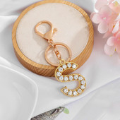 Breloc cu pandantiv cu literă AZ cu strass Breloc cu pandantiv pentru mașină, la modă simplă, pentru unisex, cataramă cu homar, breloc pentru doamne, bijuterii cu pandantiv