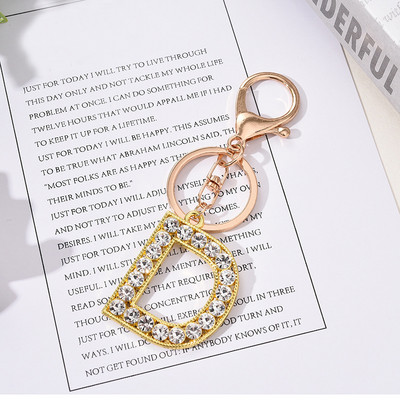 Breloc cu pandantiv cu literă AZ cu strass Breloc cu pandantiv pentru mașină, la modă simplă, pentru unisex, cataramă cu homar, breloc pentru doamne, bijuterii cu pandantiv