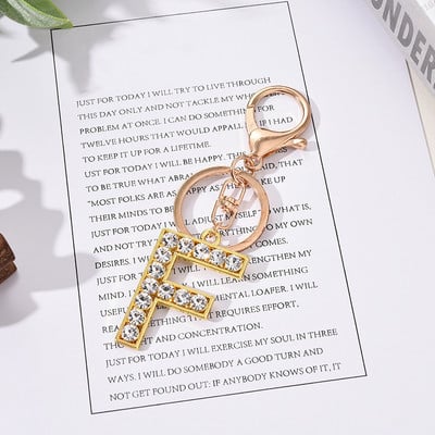 Breloc cu pandantiv cu literă AZ cu strass Breloc cu pandantiv pentru mașină, la modă simplă, pentru unisex, cataramă cu homar, breloc pentru doamne, bijuterii cu pandantiv