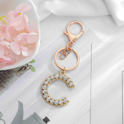 Breloc cu pandantiv cu literă AZ cu strass Breloc cu pandantiv pentru mașină, la modă simplă, pentru unisex, cataramă cu homar, breloc pentru doamne, bijuterii cu pandantiv