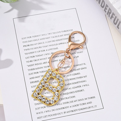 Breloc cu pandantiv cu literă AZ cu strass Breloc cu pandantiv pentru mașină, la modă simplă, pentru unisex, cataramă cu homar, breloc pentru doamne, bijuterii cu pandantiv