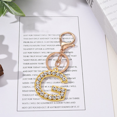 Breloc cu pandantiv cu literă AZ cu strass Breloc cu pandantiv pentru mașină, la modă simplă, pentru unisex, cataramă cu homar, breloc pentru doamne, bijuterii cu pandantiv