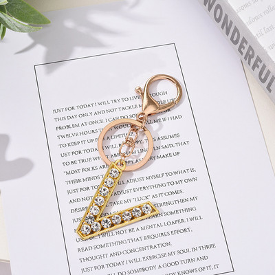 Breloc cu pandantiv cu literă AZ cu strass Breloc cu pandantiv pentru mașină, la modă simplă, pentru unisex, cataramă cu homar, breloc pentru doamne, bijuterii cu pandantiv