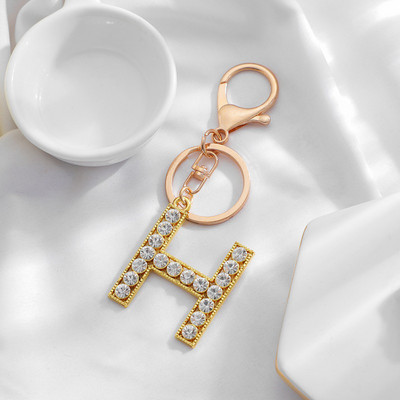 Breloc cu pandantiv cu literă AZ cu strass Breloc cu pandantiv pentru mașină, la modă simplă, pentru unisex, cataramă cu homar, breloc pentru doamne, bijuterii cu pandantiv