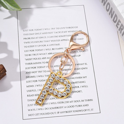 Breloc cu pandantiv cu literă AZ cu strass Breloc cu pandantiv pentru mașină, la modă simplă, pentru unisex, cataramă cu homar, breloc pentru doamne, bijuterii cu pandantiv