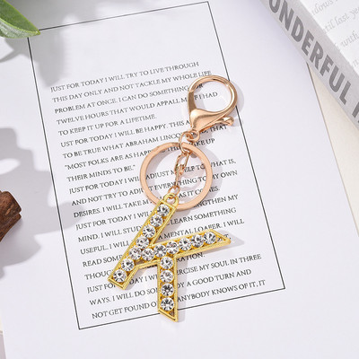 Breloc cu pandantiv cu literă AZ cu strass Breloc cu pandantiv pentru mașină, la modă simplă, pentru unisex, cataramă cu homar, breloc pentru doamne, bijuterii cu pandantiv