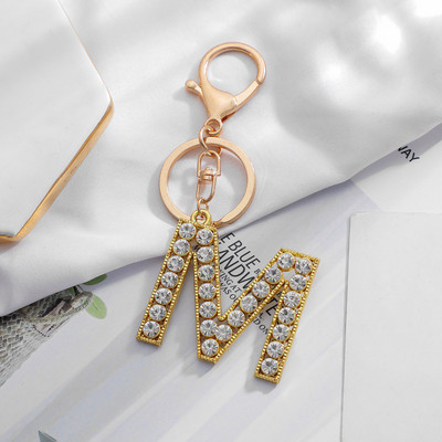Breloc cu pandantiv cu literă AZ cu strass Breloc cu pandantiv pentru mașină, la modă simplă, pentru unisex, cataramă cu homar, breloc pentru doamne, bijuterii cu pandantiv