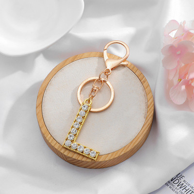 Breloc cu pandantiv cu literă AZ cu strass Breloc cu pandantiv pentru mașină, la modă simplă, pentru unisex, cataramă cu homar, breloc pentru doamne, bijuterii cu pandantiv