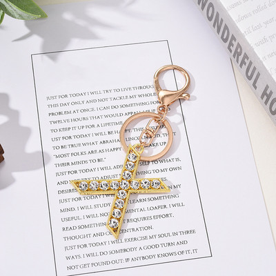 Breloc cu pandantiv cu literă AZ cu strass Breloc cu pandantiv pentru mașină, la modă simplă, pentru unisex, cataramă cu homar, breloc pentru doamne, bijuterii cu pandantiv