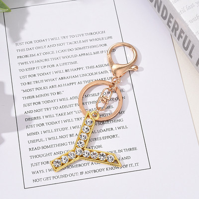 Breloc cu pandantiv cu literă AZ cu strass Breloc cu pandantiv pentru mașină, la modă simplă, pentru unisex, cataramă cu homar, breloc pentru doamne, bijuterii cu pandantiv