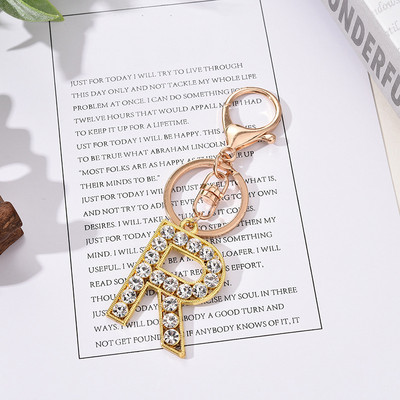 Breloc cu pandantiv cu literă AZ cu strass Breloc cu pandantiv pentru mașină, la modă simplă, pentru unisex, cataramă cu homar, breloc pentru doamne, bijuterii cu pandantiv