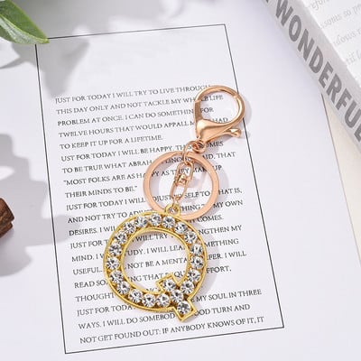 Breloc cu pandantiv cu literă AZ cu strass Breloc cu pandantiv pentru mașină, la modă simplă, pentru unisex, cataramă cu homar, breloc pentru doamne, bijuterii cu pandantiv