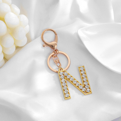 Breloc cu pandantiv cu literă AZ cu strass Breloc cu pandantiv pentru mașină, la modă simplă, pentru unisex, cataramă cu homar, breloc pentru doamne, bijuterii cu pandantiv