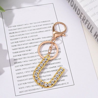 Breloc cu pandantiv cu literă AZ cu strass Breloc cu pandantiv pentru mașină, la modă simplă, pentru unisex, cataramă cu homar, breloc pentru doamne, bijuterii cu pandantiv