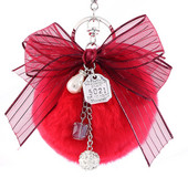 Panglică fundă nod breloc imitație blană iepure bile pandantiv cheie fete genți de modă ornamente perle cristal lanț pandantiv brelocuri