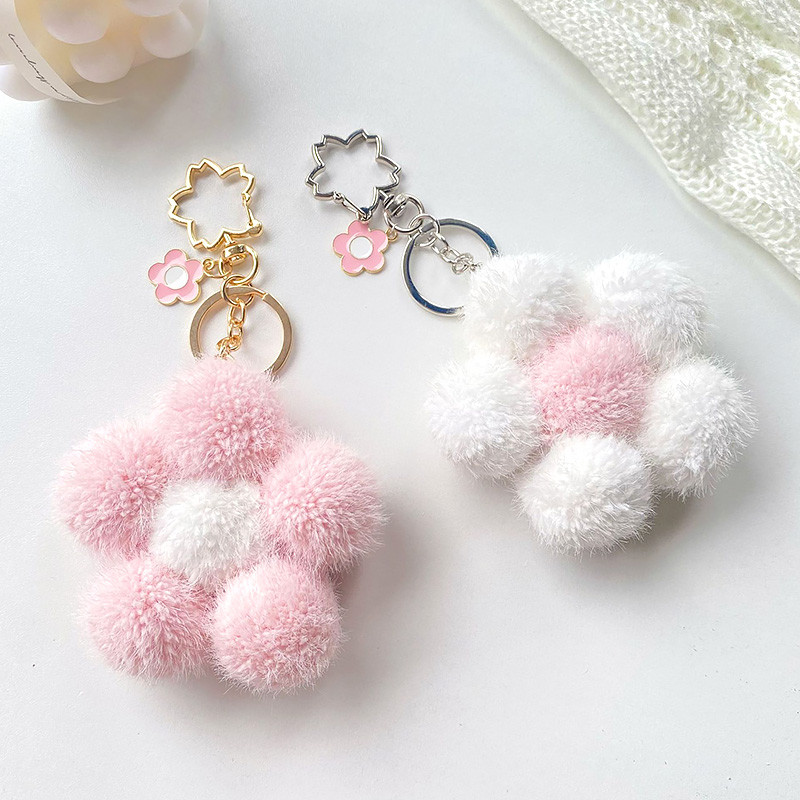 Breloc cu bile de păr flori drăguț geantă de pluș breloc pandantiv Culoare creativ pandantiv floarea-soarelui individualizare cadou cuplu