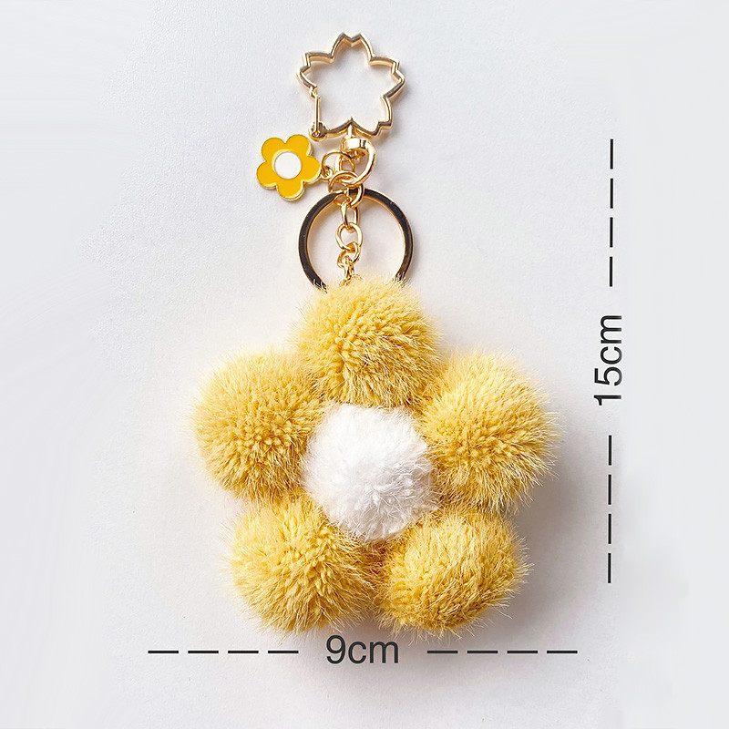 Breloc cu bile de păr flori drăguț geantă de pluș breloc pandantiv Culoare creativ pandantiv floarea-soarelui individualizare cadou cuplu