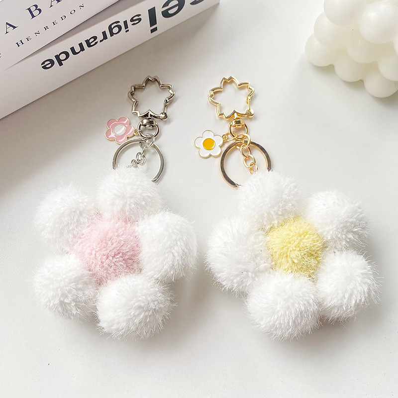 Breloc cu bile de păr flori drăguț geantă de pluș breloc pandantiv Culoare creativ pandantiv floarea-soarelui individualizare cadou cuplu