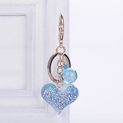 Nou acrilic transparent nisip mișcător paiete pandantiv inimă lanț chei mașină accesorii genți brelocuri cadou creativ de aniversare