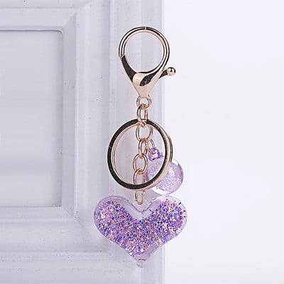 Nou acrilic transparent nisip mișcător paiete pandantiv inimă lanț chei mașină accesorii genți brelocuri cadou creativ de aniversare