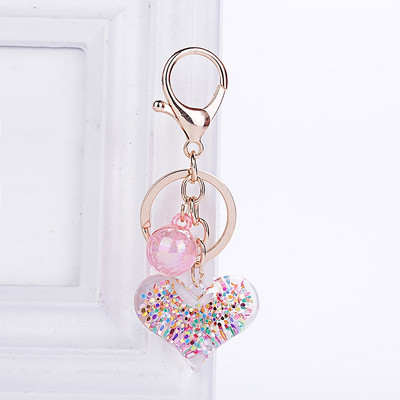 Nou acrilic transparent nisip mișcător paiete pandantiv inimă lanț chei mașină accesorii genți brelocuri cadou creativ de aniversare