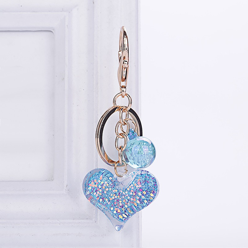 Nou acrilic transparent nisip mișcător paiete pandantiv inimă lanț chei mașină accesorii genți brelocuri cadou creativ de aniversare