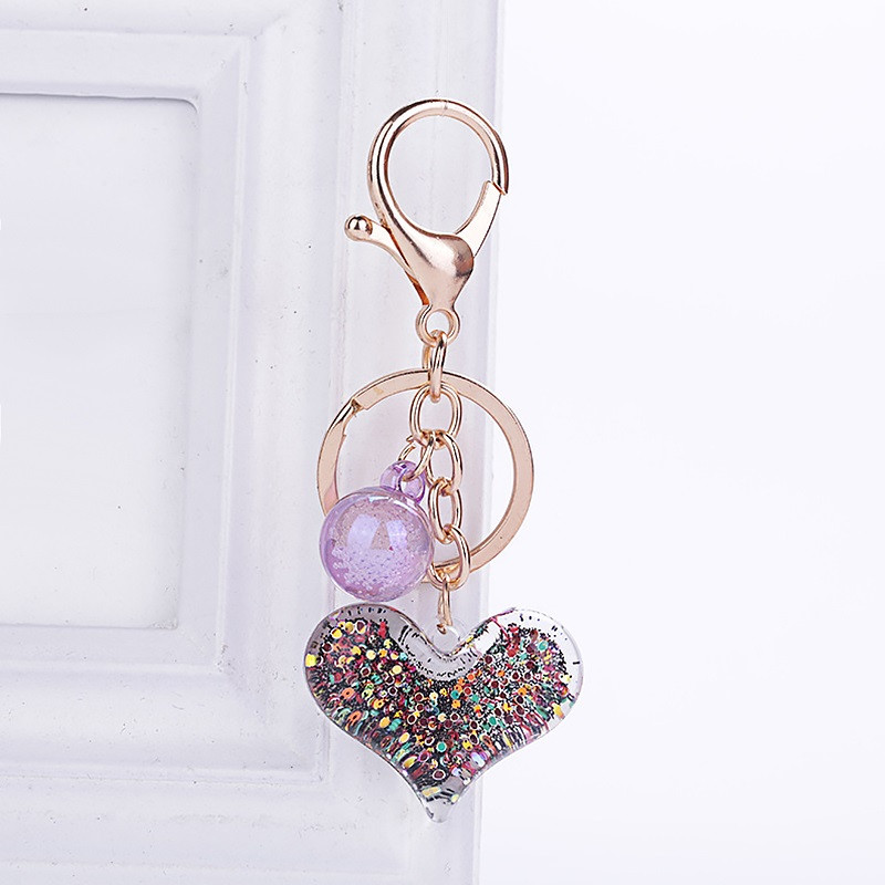 Nou acrilic transparent nisip mișcător paiete pandantiv inimă lanț chei mașină accesorii genți brelocuri cadou creativ de aniversare
