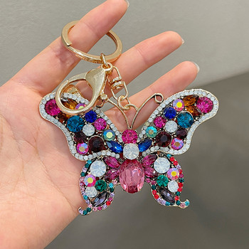 Μπρελόκ Crystal Butterfly Glitter Rhinestone Μεταλλικό μπρελόκ για γυναίκες Fashion Chic τσάντα με κλειδί αυτοκινήτου Κρεμαστό σακίδιο πλάτης αξεσουάρ