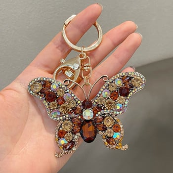 Μπρελόκ Crystal Butterfly Glitter Rhinestone Μεταλλικό μπρελόκ για γυναίκες Fashion Chic τσάντα με κλειδί αυτοκινήτου Κρεμαστό σακίδιο πλάτης αξεσουάρ