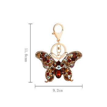 Μπρελόκ Crystal Butterfly Glitter Rhinestone Μεταλλικό μπρελόκ για γυναίκες Fashion Chic τσάντα με κλειδί αυτοκινήτου Κρεμαστό σακίδιο πλάτης αξεσουάρ