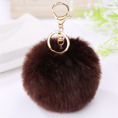 Breloc cu pompon din blană pufoasă, în 20 de culori, ca o minge, asemănătoare cu blană artificială, breloc pentru chei pentru femei, bijuterii cu pandantiv pentru geantă cu pompon