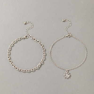 Tocona 2 buc/seturi Lant de picior din pânză de păianjen vintage, nou la modă, cu geometrie, gleznă reglabilă pentru femei, bijuterii de Halloween19796