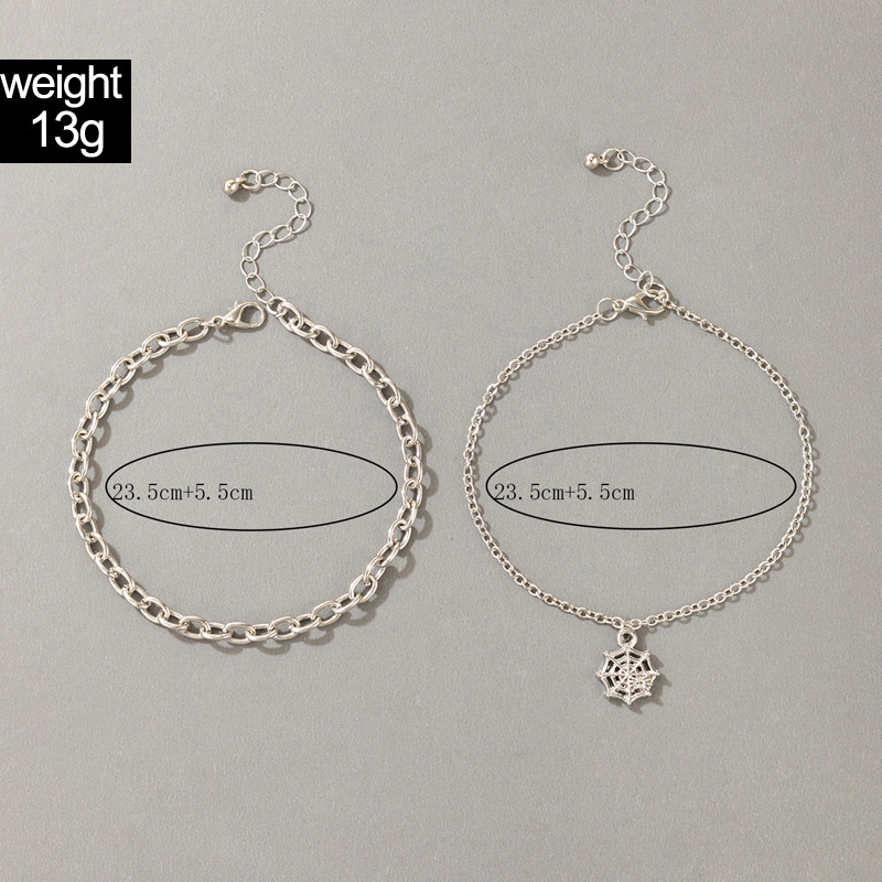 Tocona 2 buc/seturi Lant de picior din pânză de păianjen vintage, nou la modă, cu geometrie, gleznă reglabilă pentru femei, bijuterii de Halloween19796