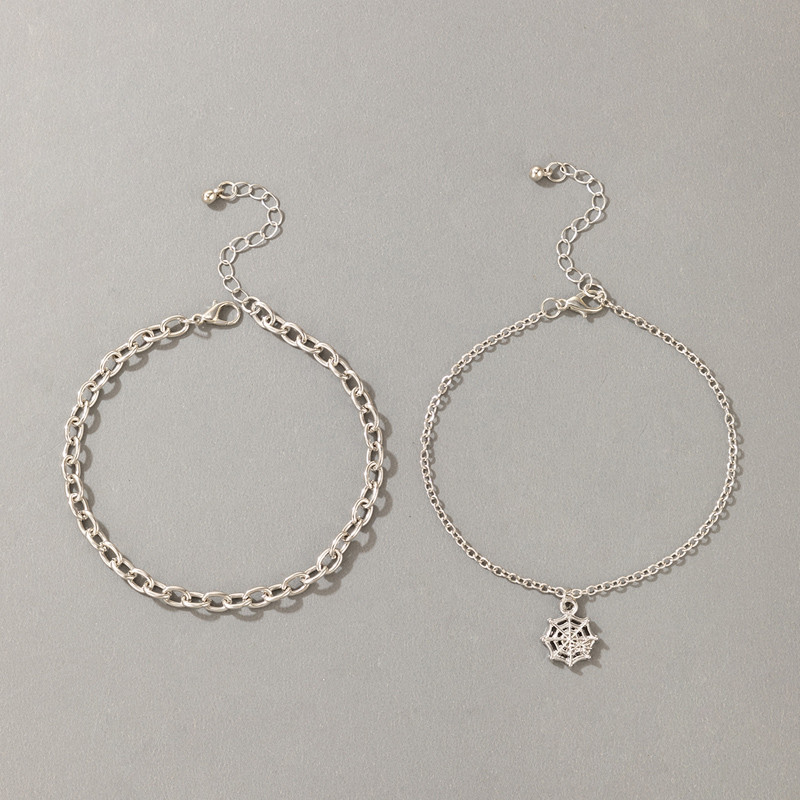 Tocona 2 buc/seturi Lant de picior din pânză de păianjen vintage, nou la modă, cu geometrie, gleznă reglabilă pentru femei, bijuterii de Halloween19796