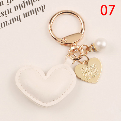 Aranyos bőr kulcstartó fém arany színű címke gyöngy szerelem szív kulcstartó táska medál kiegészítők nőknek kulcstartó ékszer ajándék