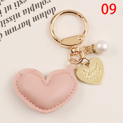Aranyos bőr kulcstartó fém arany színű címke gyöngy szerelem szív kulcstartó táska medál kiegészítők nőknek kulcstartó ékszer ajándék