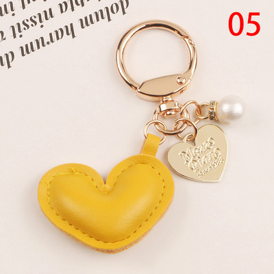 Aranyos bőr kulcstartó fém arany színű címke gyöngy szerelem szív kulcstartó táska medál kiegészítők nőknek kulcstartó ékszer ajándék