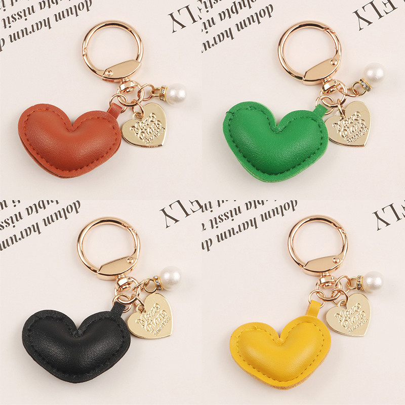 Aranyos bőr kulcstartó fém arany színű címke gyöngy szerelem szív kulcstartó táska medál kiegészítők nőknek kulcstartó ékszer ajándék