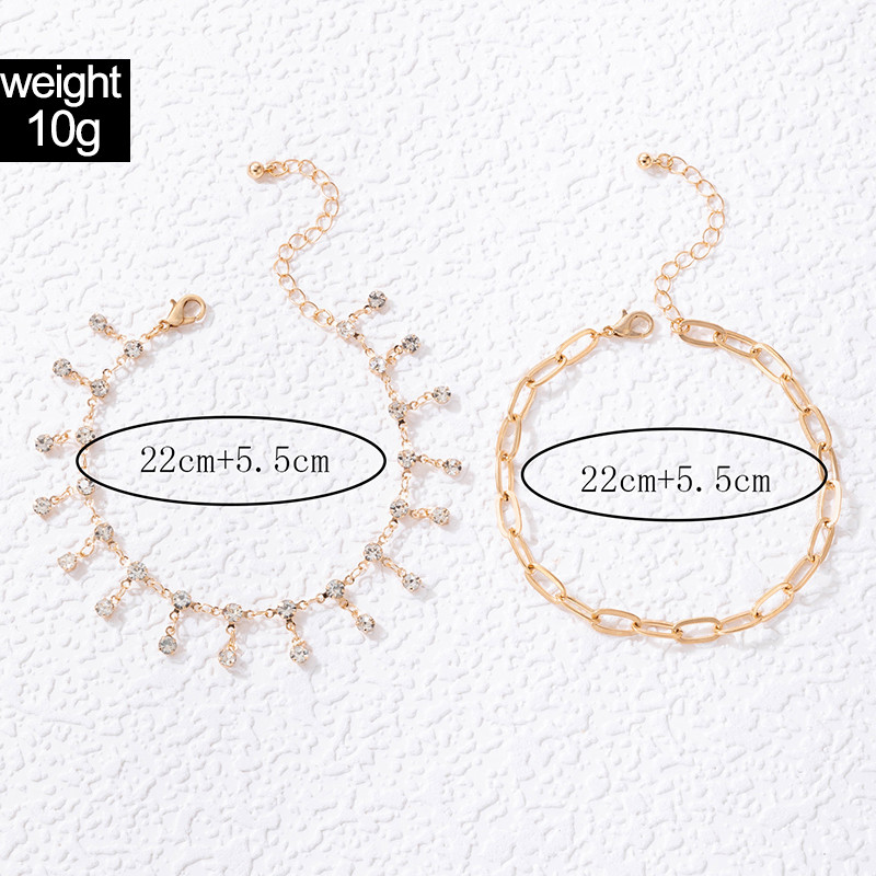 ToconaCharms cheie gleznă napolitană stras strălucitor lanț pentru picioare reglabil bijuterii boeme cadou pentru femei bărbați 2 buc/seturi 21654