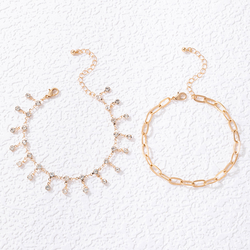 ToconaCharms cheie gleznă napolitană stras strălucitor lanț pentru picioare reglabil bijuterii boeme cadou pentru femei bărbați 2 buc/seturi 21654