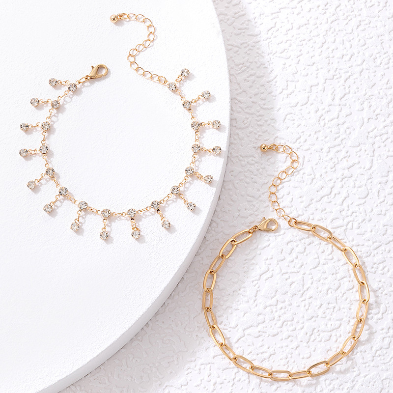 ToconaCharms cheie gleznă napolitană stras strălucitor lanț pentru picioare reglabil bijuterii boeme cadou pentru femei bărbați 2 buc/seturi 21654