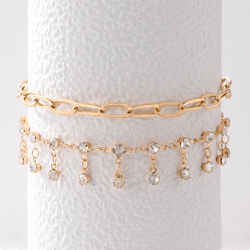 ToconaCharms cheie gleznă napolitană stras strălucitor lanț pentru picioare reglabil bijuterii boeme cadou pentru femei bărbați 2 buc/seturi 21654