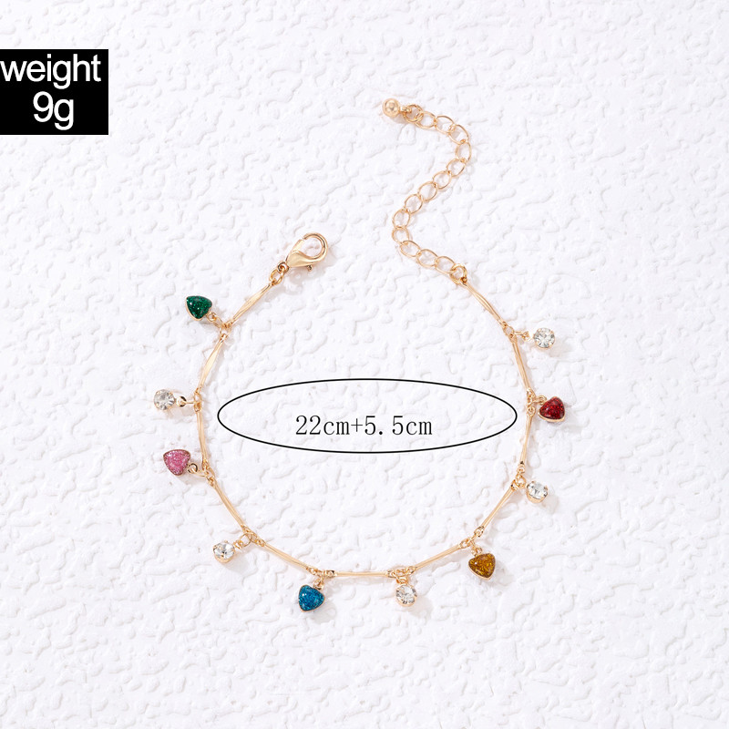 ToconaBloane de gleznă colorate cu stras pentru femei, lanț pentru picioare de perle de lux, sandale desculțe, bijuterii boeme ajustabile Gift21539