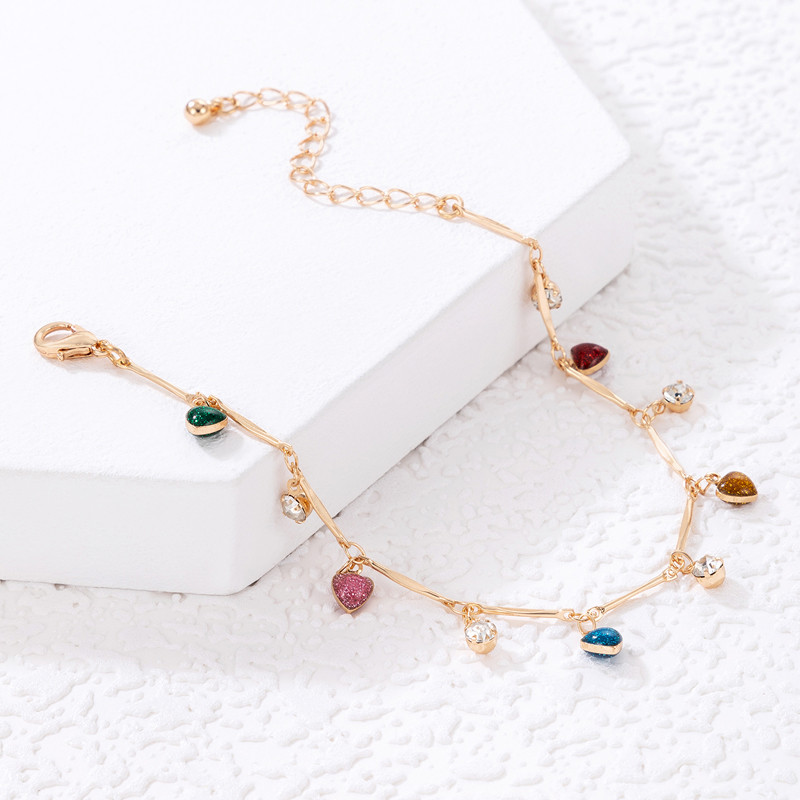 ToconaBloane de gleznă colorate cu stras pentru femei, lanț pentru picioare de perle de lux, sandale desculțe, bijuterii boeme ajustabile Gift21539